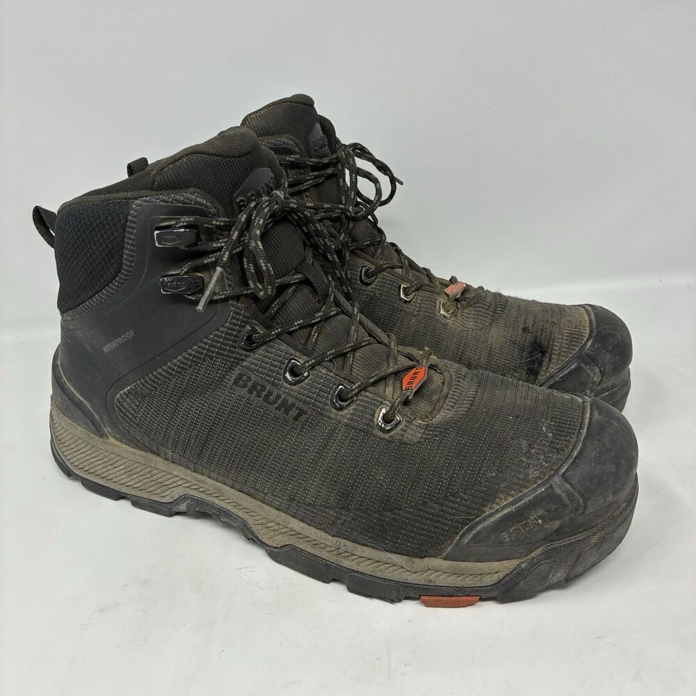 Brunt The Ryng Composite Toe Work Boots Mens 10.5 Black Grey Waterproof Safety